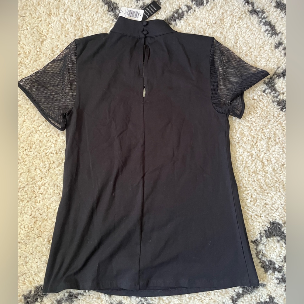 NWT Nightfall by Torrid Fitted Foxy Fishnet Cut Out Tee Deep Black - Picture 4 of 6